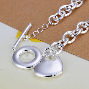 925 Silver Romantic Heart Pendant Bracelets for Women