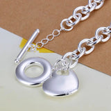 925 Silver Romantic Heart Pendant Bracelets for Women