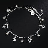 Charm Silver Leaf Clover Zircon Bracelet for Women Wedding Party Gift
