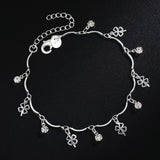 Charm Silver Leaf Clover Zircon Bracelet for Women Wedding Party Gift