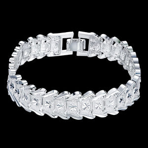 925 Stamp Silver Bracelet 12MM Chain Fine Jewelry Wedding Party