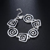925 Silver Bracelet Retro Round Pattern Chain Jewelry Wedding Party Lady