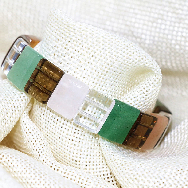 Mix-Stone Natural Stone Beaded Bracelet 7.5 inch