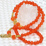 Orange Jades Stone Chalcedony Bracelet Multi-layered Long Strand