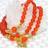 Orange Jades Stone Chalcedony Bracelet Multi-layered Long Strand