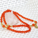 Orange Jades Stone Chalcedony Bracelet Multi-layered Long Strand