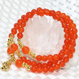 Orange Jades Stone Chalcedony Bracelet Multi-layered Long Strand