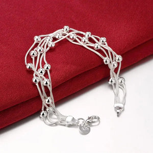 925 Stamp Silver Bracelet for Woman 5-Line Beads Chain Fine Jewelry