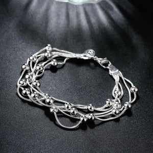 925 Stamp Silver Bracelet for Woman 5-Line Beads Chain Fine Jewelry