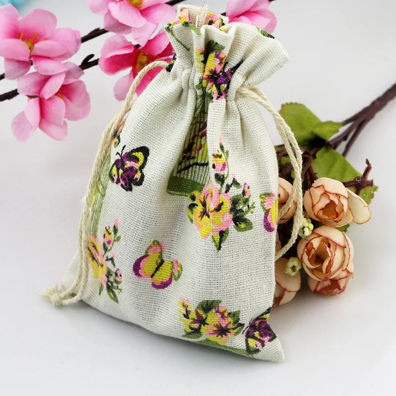 Small Burlap Drawstring Bags, 10pcs, Wedding Party Candy Gift Bags