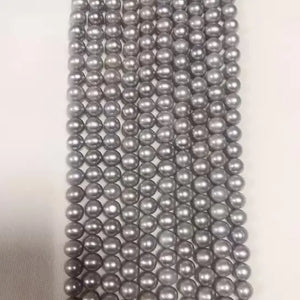 9-10mm Gray Potato Freshwater Pearls Beads String