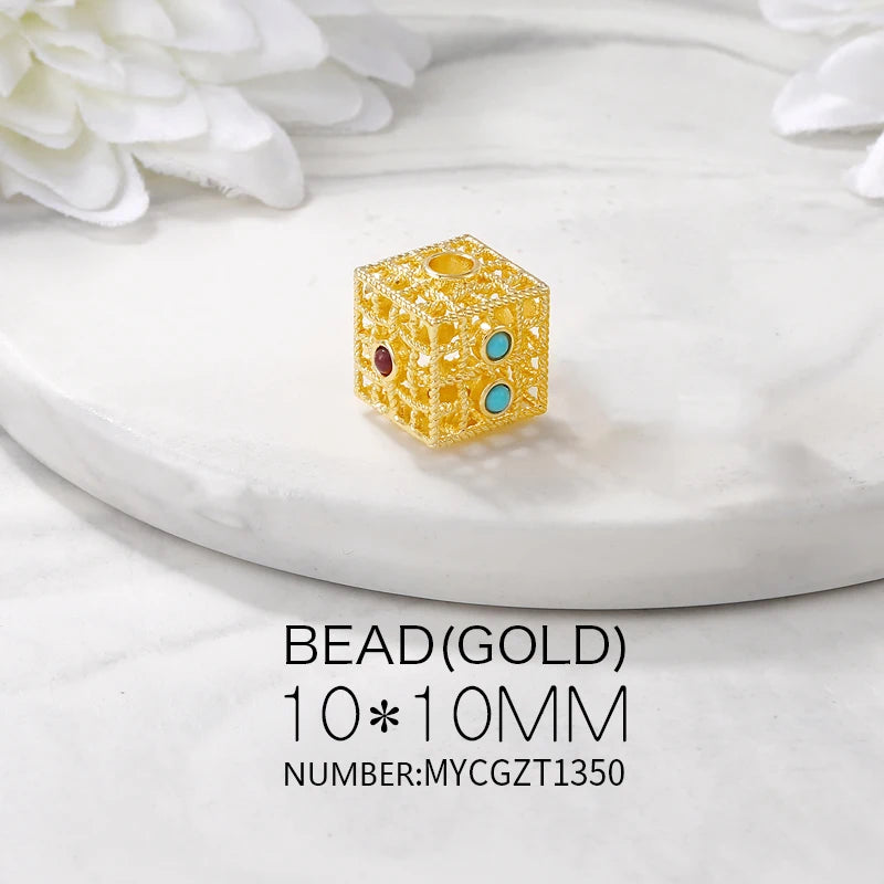 Brass Dice Beads Necklace & Bracelet High Jewelry Making Supplies DIY