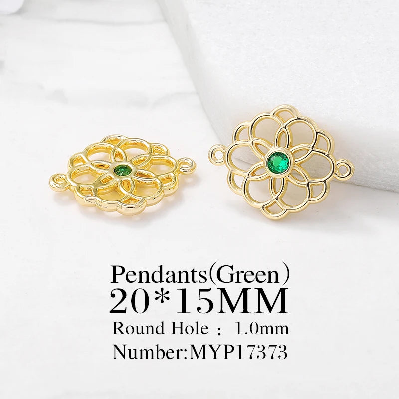 Brass Zircon Flowers Charms Necklace Bracelet Earring Diy Jewelry