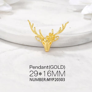 Brass and Zircon Deer Charms Pendants Necklace Bracelet Earring Diy Jewelry