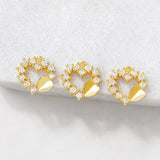 Brass Zircon Heart Charms Pendants Necklace Bracelet Earring Jewelry DIY