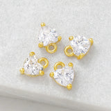 Brass Zircon Heart Charms Necklace Bracelet Earring Diy Jewelry