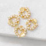 Brass Zircon Heart Charms Pendants Necklace Bracelet Earring Jewelry DIY