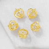 Brass Zircon Heart Charms Necklace Bracelet Diy Jewelry