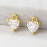 Brass Zircon Heart Charms Necklace Bracelet Earring Diy Jewelry
