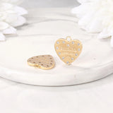 Brass Zircon Heart Charms Pendants DIY Jewelry