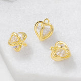 Brass Zircon Heart Charms Necklace Bracelet Diy Jewelry