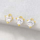 Brass Zircon Heart Charms Necklace Bracelet Earring Diy Jewelry