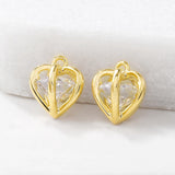 Brass Zircon Heart Charms Necklace Bracelet Diy Jewelry