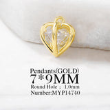 Brass Zircon Heart Charms Necklace Bracelet Diy Jewelry