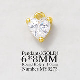 Brass Zircon Heart Charms Necklace Bracelet Earring Diy Jewelry