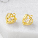 Brass Zircon Heart Charms Necklace Bracelet Diy Jewelry
