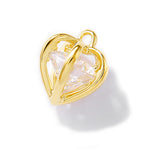Brass Zircon Heart Charms Necklace Bracelet Diy Jewelry
