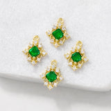 Brass & Zircon Rhombus Charms Necklace Bracelet Earring DIY Jewelry