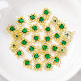 Brass & Zircon Rhombus Charms Necklace Bracelet Earring DIY Jewelry
