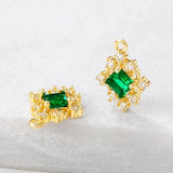 Brass & Zircon Rhombus Charms Necklace Bracelet Earring DIY Jewelry