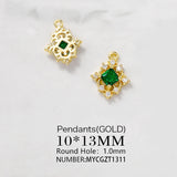 Brass & Zircon Rhombus Charms Necklace Bracelet Earring DIY Jewelry