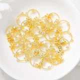 Brass and Zircon Round Charms Pendants Necklace Bracelet Earring DIY Jewelry