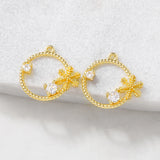 Brass and Zircon Round Charms Pendants Necklace Bracelet Earring DIY Jewelry