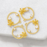 Brass and Zircon Round Charms Pendants Necklace Bracelet Earring DIY Jewelry