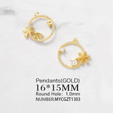 Brass and Zircon Round Charms Pendants Necklace Bracelet Earring DIY Jewelry