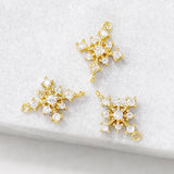 Brass Zircon Snowflake Charms Pendants Necklace Bracelet Earring Diy Jewelry