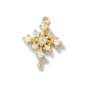 Brass Zircon Snowflake Charms Pendants Necklace Bracelet Earring Diy Jewelry
