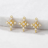 Brass Zircon Snowflake Charms Pendants Necklace Bracelet Earring Diy Jewelry