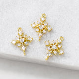 Brass Zircon Snowflake Charms Pendants Necklace Bracelet Earring Diy Jewelry