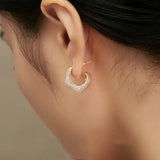 Zircon C-Shape Ear Stud Earring Yellow Jewelry