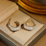 Zircon C-Shape Ear Stud Earring Yellow Jewelry