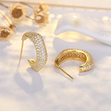 Zircon C-Shape Ear Stud Earring Yellow Jewelry
