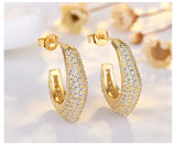 Zircon C-Shape Ear Stud Earring Yellow Jewelry