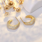 Zircon C-Shape Ear Stud Earring Yellow Jewelry