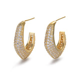 Zircon C-Shape Ear Stud Earring Yellow Jewelry