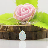 Pear Shape Opal Necklace 925 Silver Chain Wedding